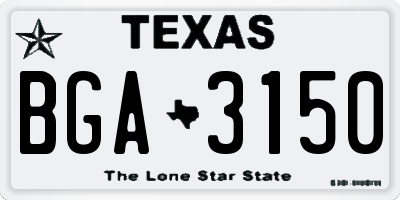 TX license plate BGA3150