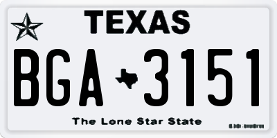 TX license plate BGA3151