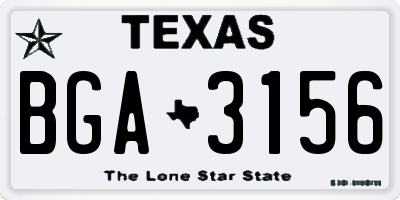 TX license plate BGA3156