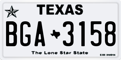 TX license plate BGA3158