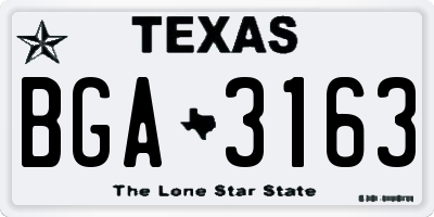 TX license plate BGA3163