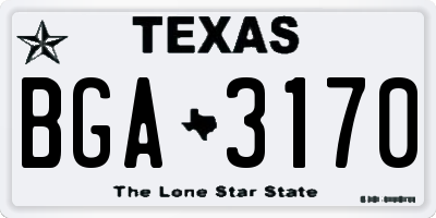 TX license plate BGA3170