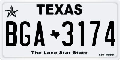 TX license plate BGA3174