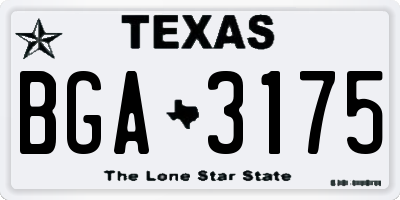 TX license plate BGA3175