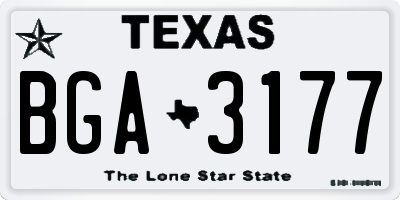TX license plate BGA3177
