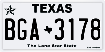 TX license plate BGA3178