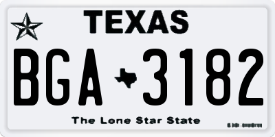 TX license plate BGA3182