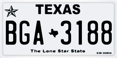 TX license plate BGA3188