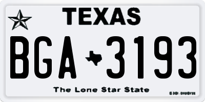 TX license plate BGA3193