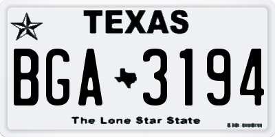 TX license plate BGA3194