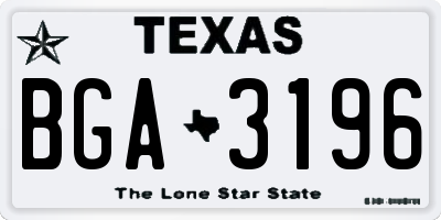 TX license plate BGA3196