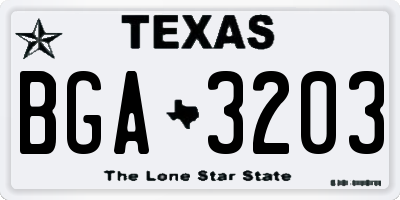 TX license plate BGA3203