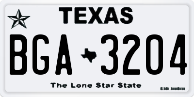 TX license plate BGA3204