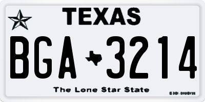 TX license plate BGA3214