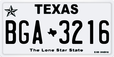 TX license plate BGA3216