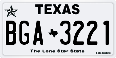 TX license plate BGA3221