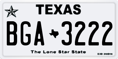TX license plate BGA3222