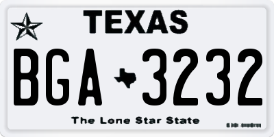 TX license plate BGA3232
