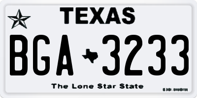 TX license plate BGA3233