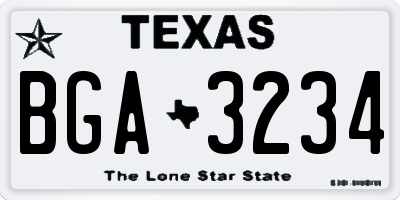 TX license plate BGA3234