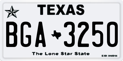 TX license plate BGA3250