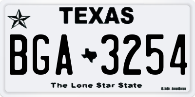 TX license plate BGA3254
