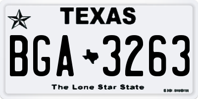 TX license plate BGA3263