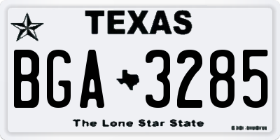 TX license plate BGA3285
