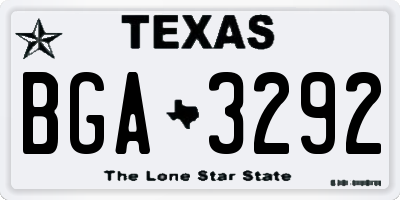 TX license plate BGA3292