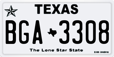 TX license plate BGA3308