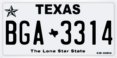 TX license plate BGA3314