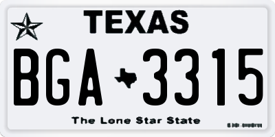 TX license plate BGA3315