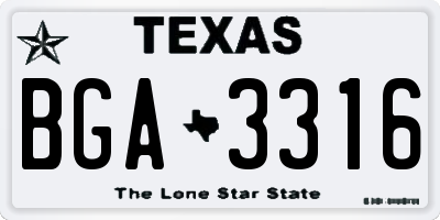 TX license plate BGA3316