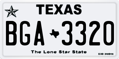 TX license plate BGA3320