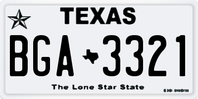 TX license plate BGA3321