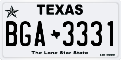 TX license plate BGA3331