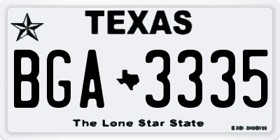 TX license plate BGA3335