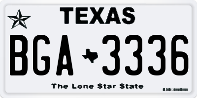 TX license plate BGA3336