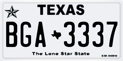 TX license plate BGA3337