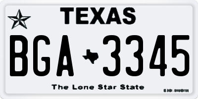 TX license plate BGA3345