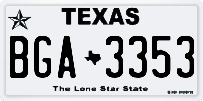 TX license plate BGA3353