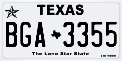 TX license plate BGA3355