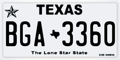 TX license plate BGA3360