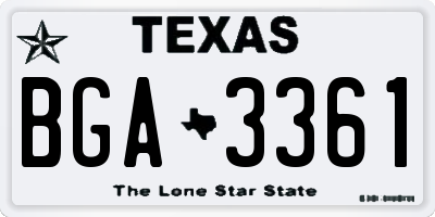 TX license plate BGA3361