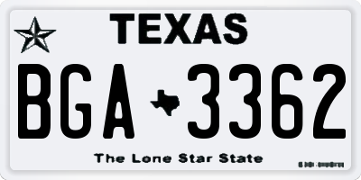 TX license plate BGA3362