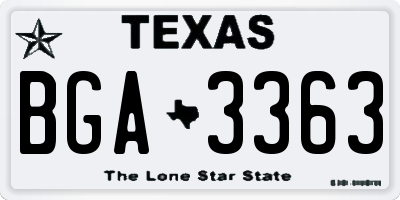 TX license plate BGA3363