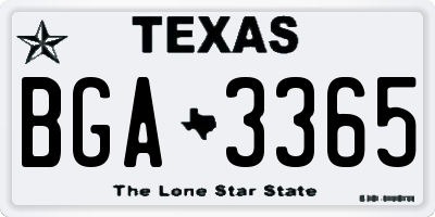 TX license plate BGA3365
