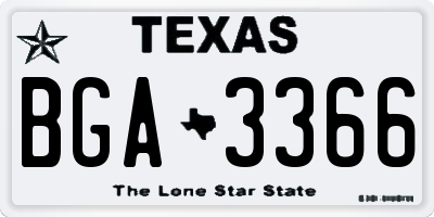 TX license plate BGA3366