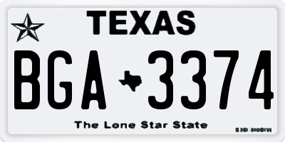 TX license plate BGA3374