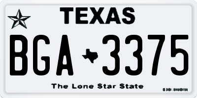 TX license plate BGA3375